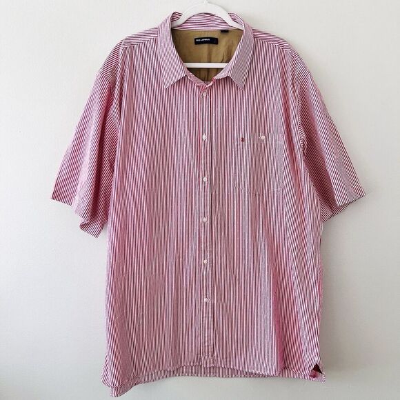 Ted Lapidus Other - Ted Lapidus Red & White Stripe Street Couture Button Down Dress Shirt Mens 4XL